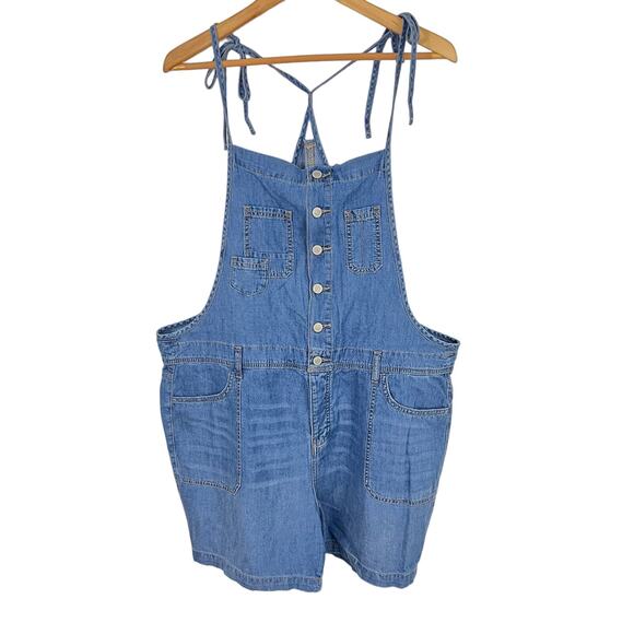 Torrid Light Weight Denim Shortall Short Overalls Women Size 14 NEW - Picture 1 of 11